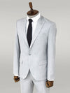 2 Piece Plain Slim Fit Light Grey Men Suit - Wessi