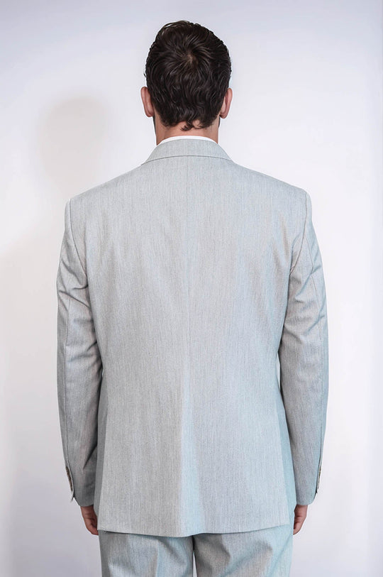 2 Piece Plain Slim Fit Light Grey Men Suit - Wessi