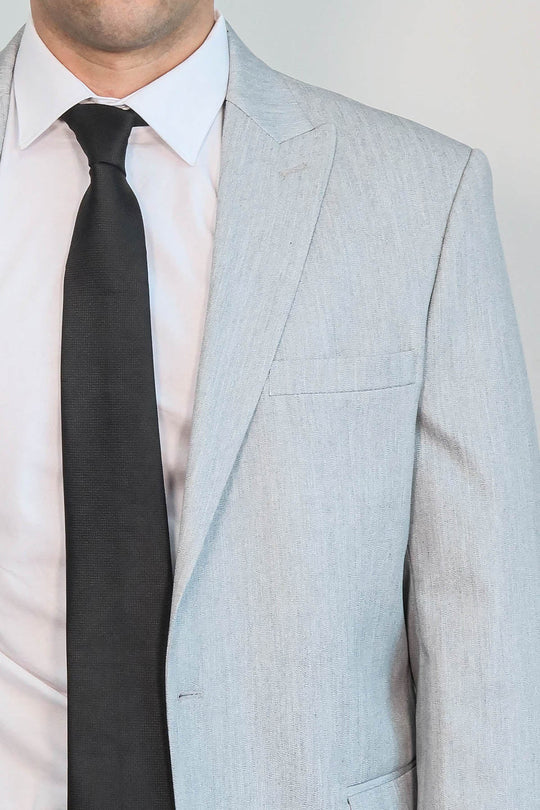 2 Piece Plain Slim Fit Light Grey Men Suit - Wessi