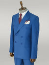 Wide Peak Lapel Striped Slim Fit Blue Men Double-Breasted Suit - Wessi