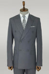 Costume Croisé Homme Gris Coupe Slim Rayé à Revers Large - Wessi