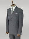 Wide Peak Lapel Striped Slim Fit Gray Men Double-Breasted Suit - Wessi