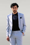 2 Piece Striped Light Blue Men Suit - Wessi