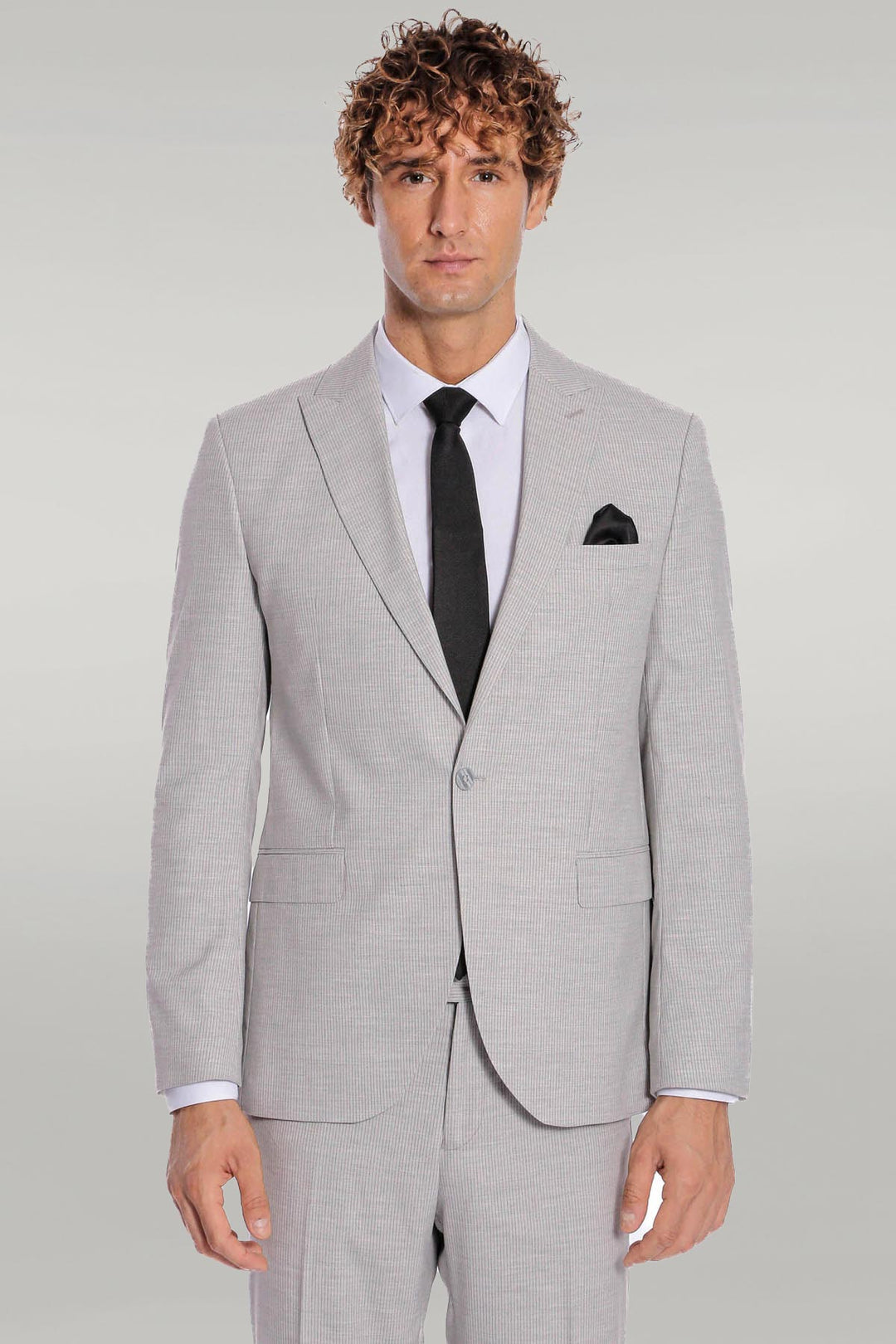 2 Piece Striped Grey Men Suit - Wessi