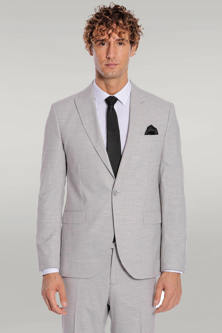 2 Piece Striped Grey Men Suit - Wessi