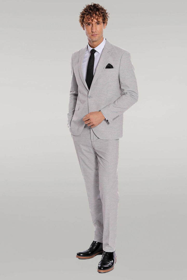 2 Piece Striped Grey Men Suit - Wessi