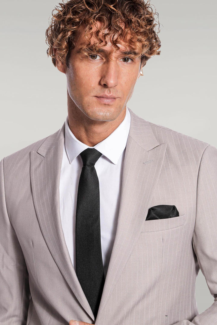 2 Piece Striped Grey Men Suit - Wessi