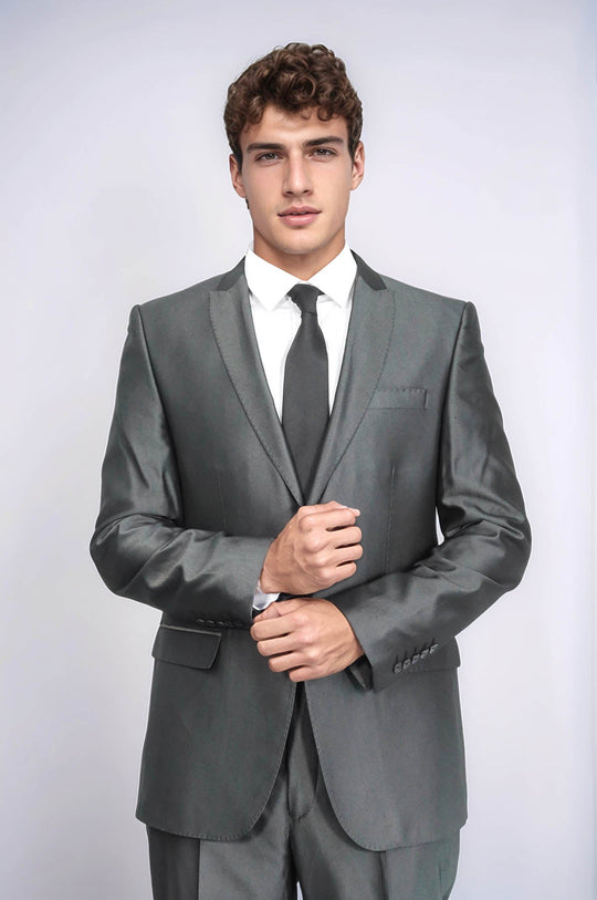 بدلة رجالية لامعة باللون الفحمي | ويس