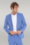 Patterned 2 Piece Slim Fit Light Blue Men Suit - Wessi