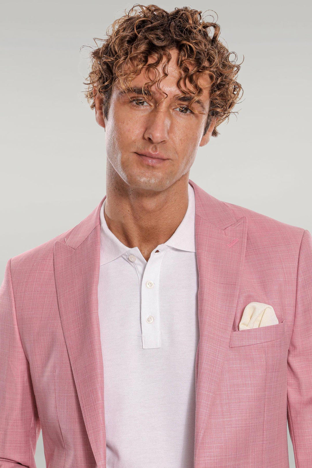 Patterned 2 Piece Slim Fit Pink Men Suit - Wessi