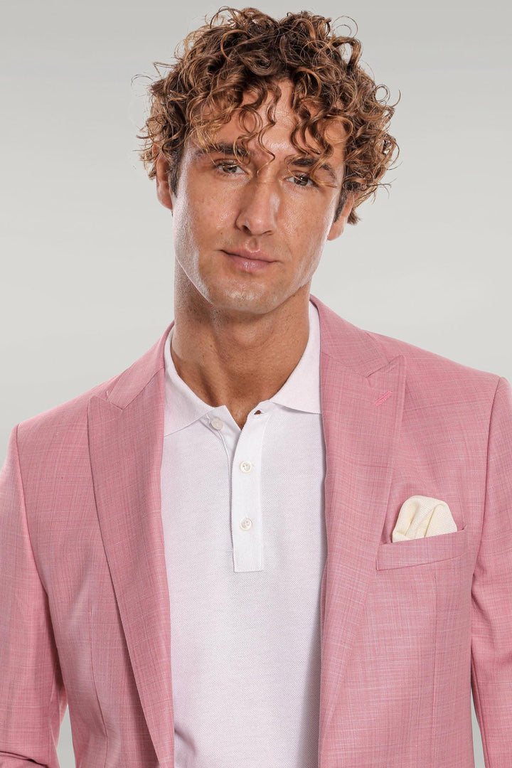 Traje de hombre 2 piezas estampado slim fit rosa - Wessi