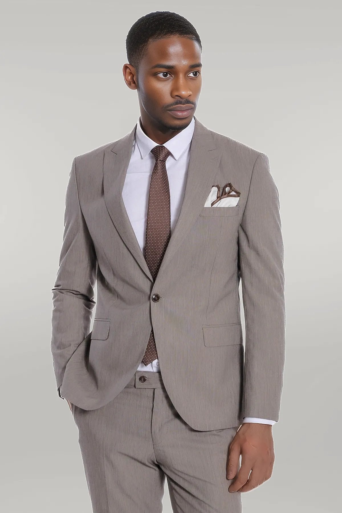 Plain 2 Piece Slim Fit Dark Grey Men Suit Wessi