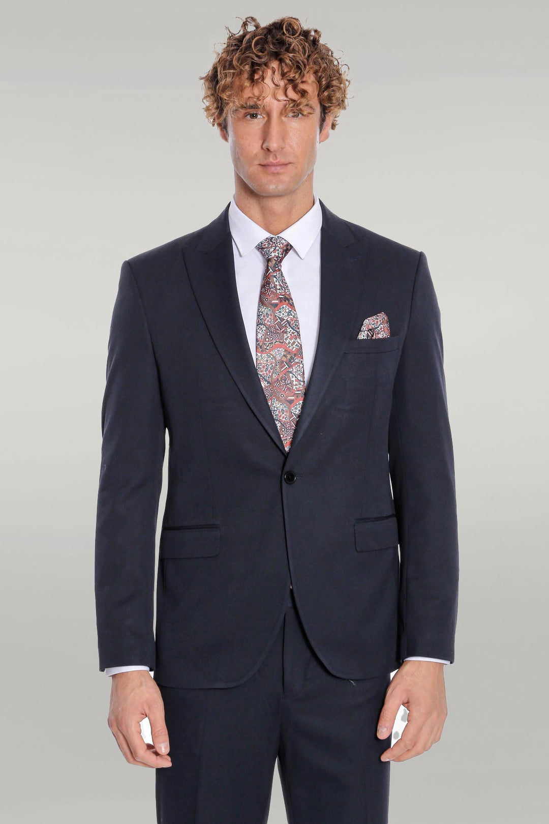 Plain 2 Piece Slim Fit Dark Blue Men Suit - Wessi