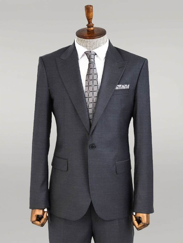 Dark Grey Wool Men's Suit - Wessi