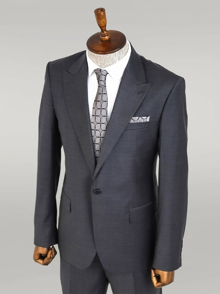 Dark Grey Wool Men's Suit - Wessi