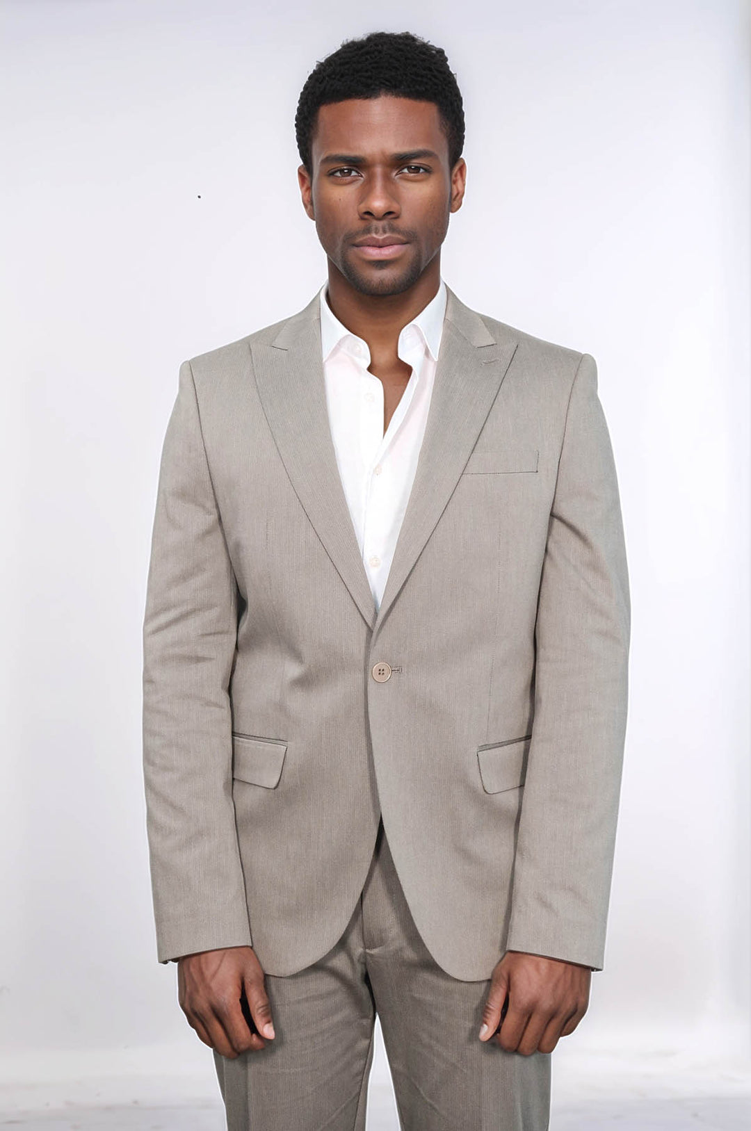 Single Buttons 2 Piece Beige Men Suit - Wessi