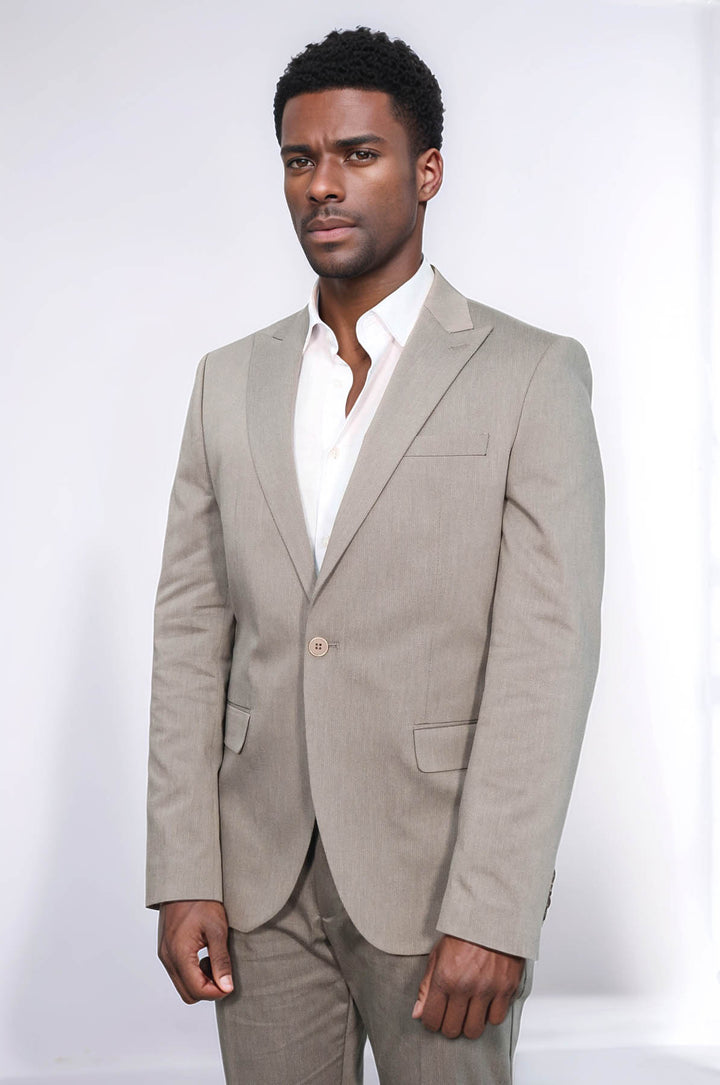 Single Buttons 2 Piece Beige Men Suit - Wessi