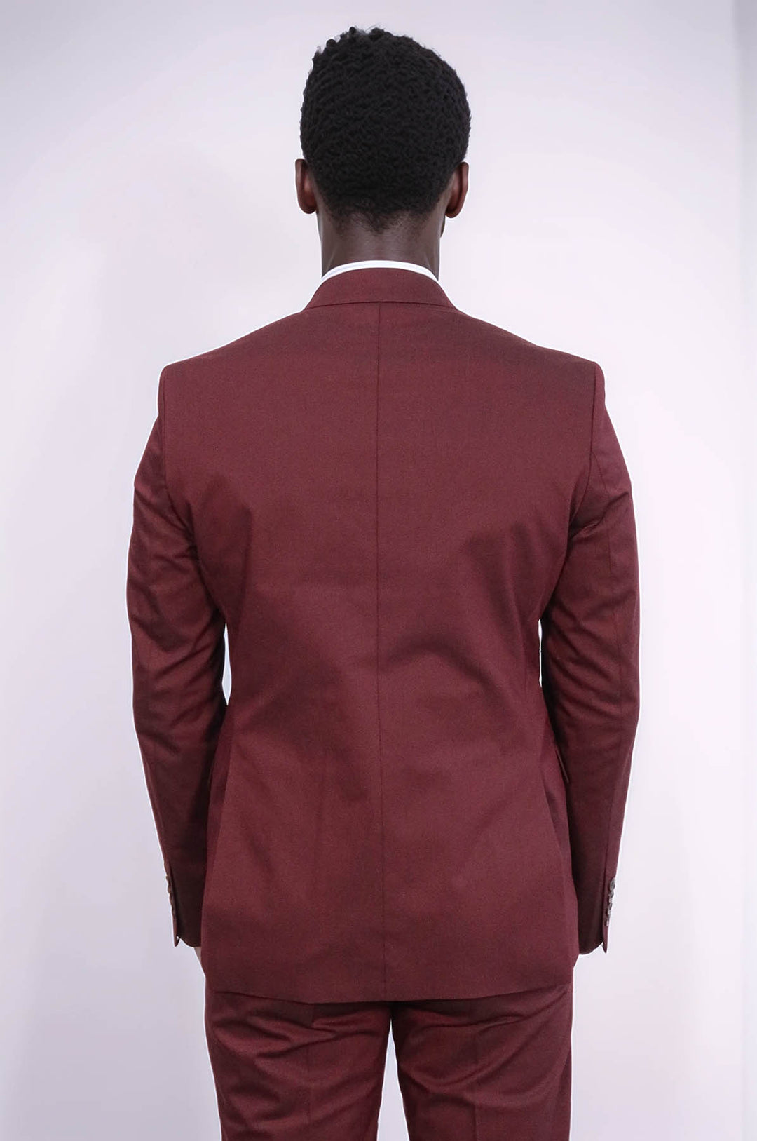 Single Buttons 2 Piece Burgundy Men Suit - Wessi