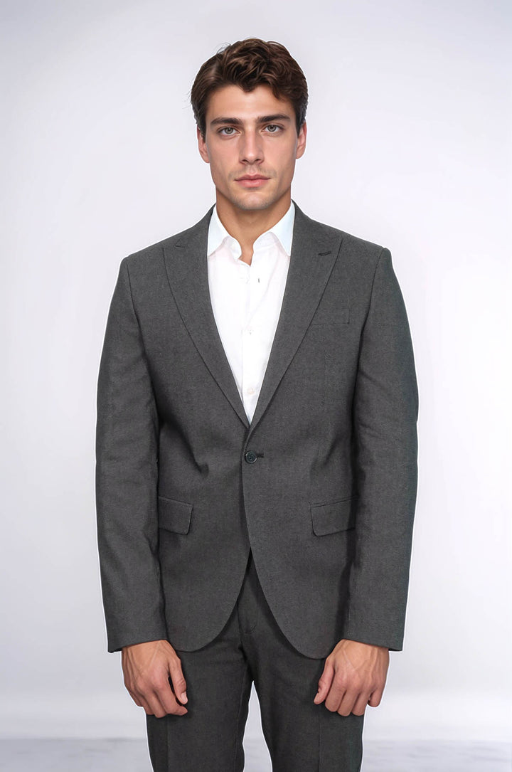 Single Buttons 2 Piece Black Men Suit - Wessi