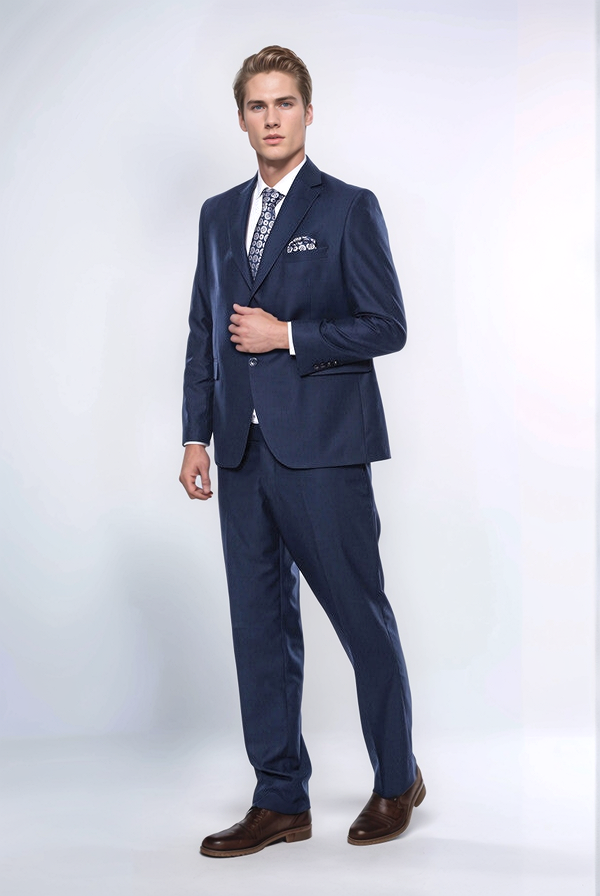 4 Drop Navy Blue Polyviscose Suit | Wessi