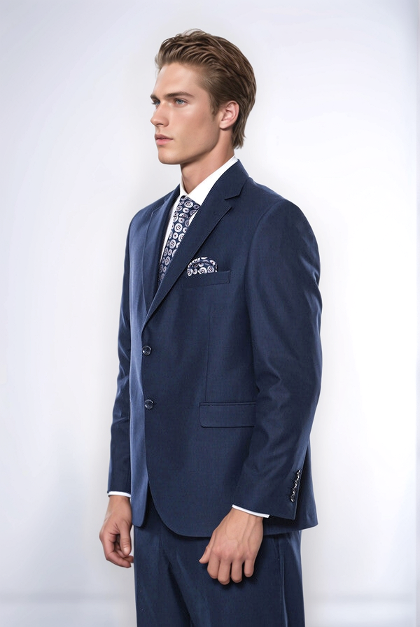 4 Drop Navy Blue Polyviscose Suit | Wessi