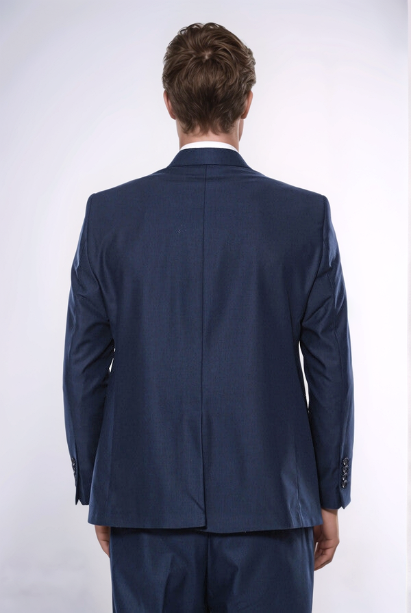 4 Drop Navy Blue Polyviscose Suit | Wessi