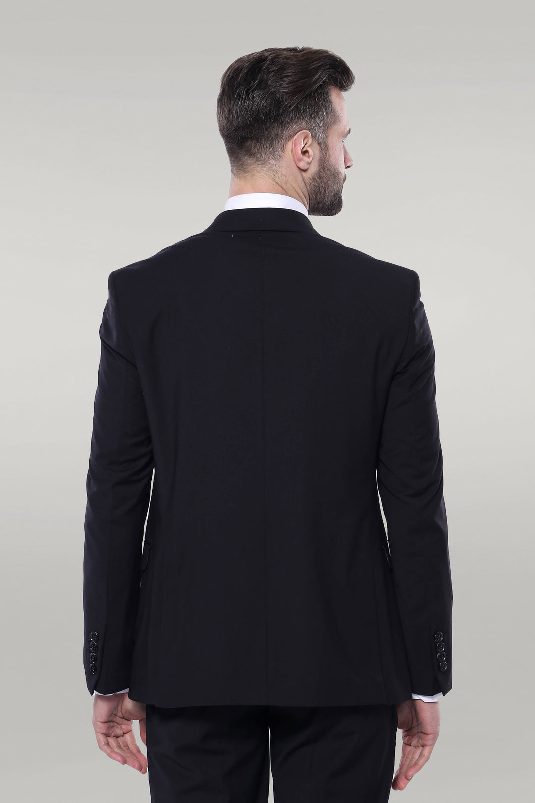 Traje de hombre de 3 piezas liso en color negro - Wessi