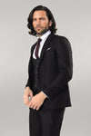 Notch Lapel Slim Fit Single Button Black Suit | Wessi