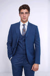 Blue Men's Plain Suit with Vest - Wessi