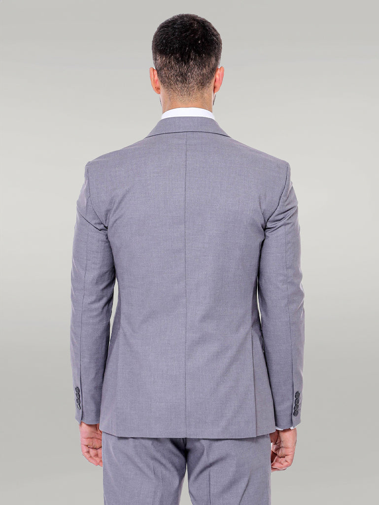 Grey Men's Plain Suit with Vest - Wessi