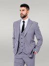 Traje gris liso para hombre con chaleco - Wessi