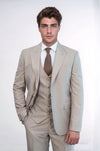 Plain Slim Fit Light Brown Men Suit - Wessi