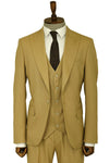 Tan Men's Plain Suit with Vest - Wessi