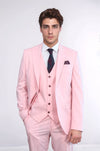 Pink Men's Plain Suit with Vest - Wessi