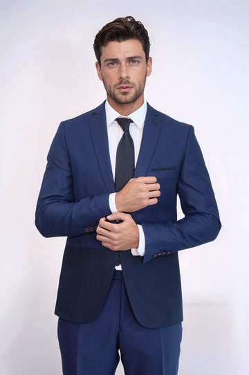 بدلة رجالية زرقاء داكنة مجزأة | ويس