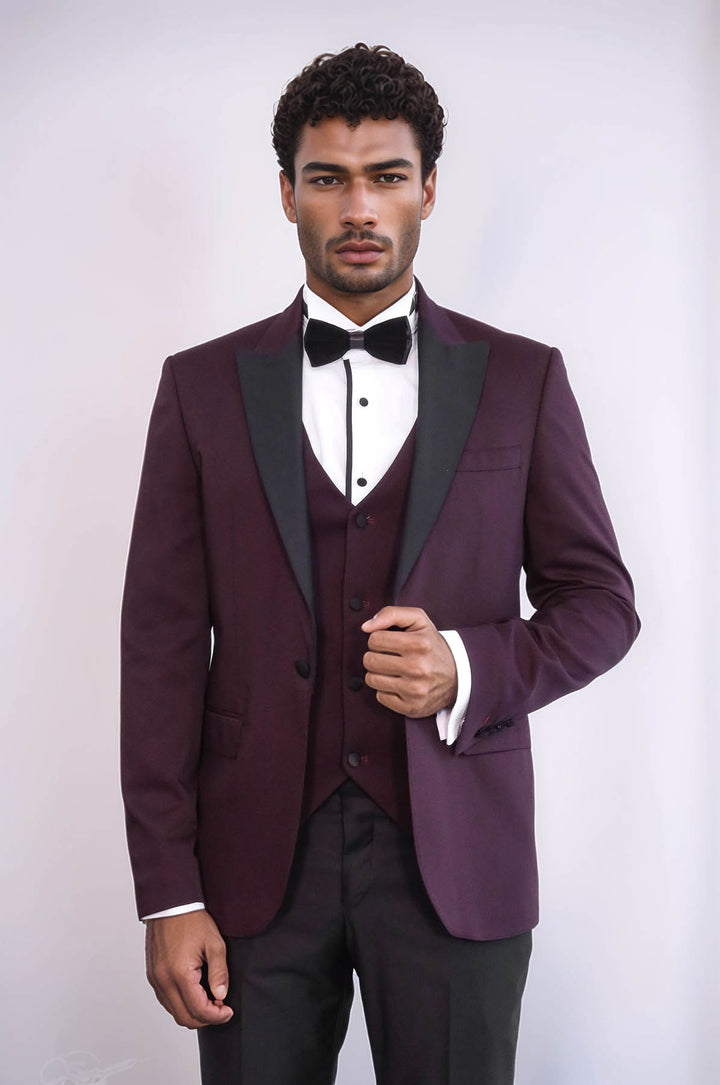 Vested Burgundy Tuxedo | Wessi