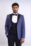 Blazer Estampado Esmoquin Azul Marino Hombre - Wessi