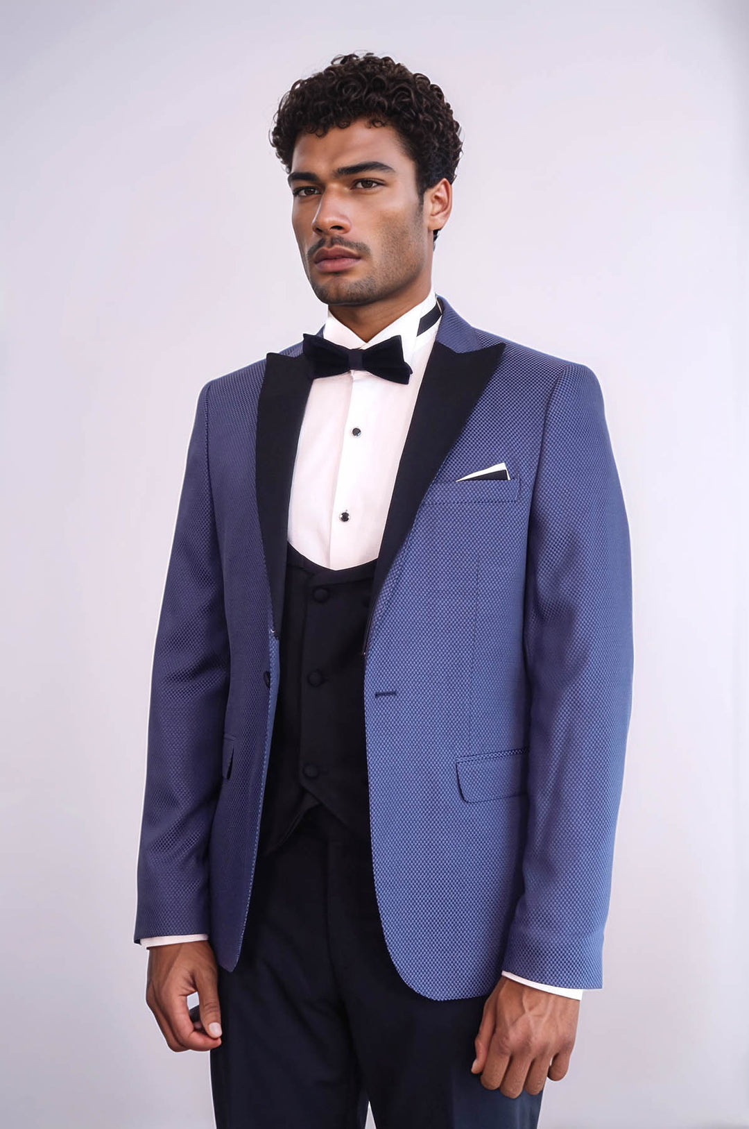 Patterned Blazer Navy Blue Mens Tuxedo - Wessi