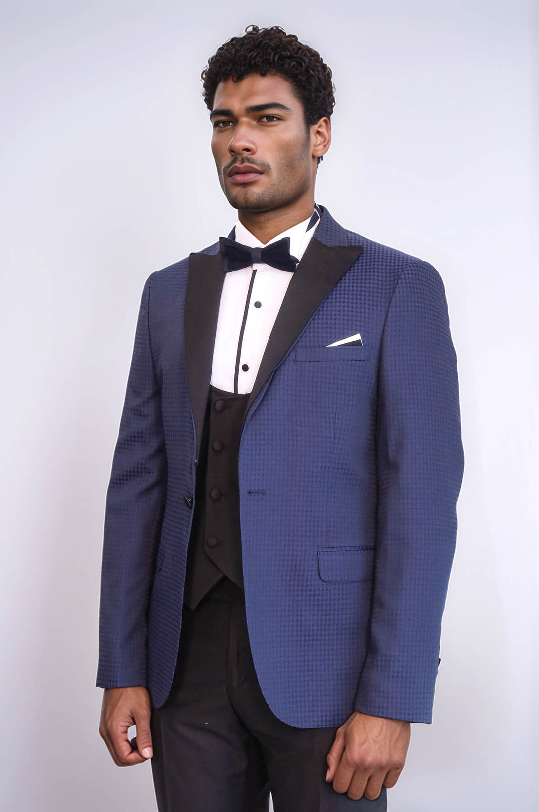 Patterned Jacket Navy Blue Tuxedo | Wessi