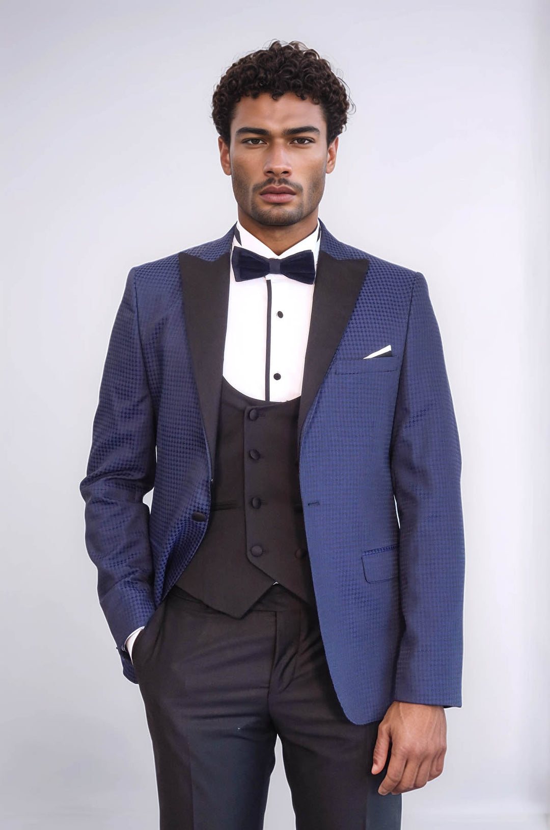 Patterned Jacket Navy Blue Tuxedo | Wessi