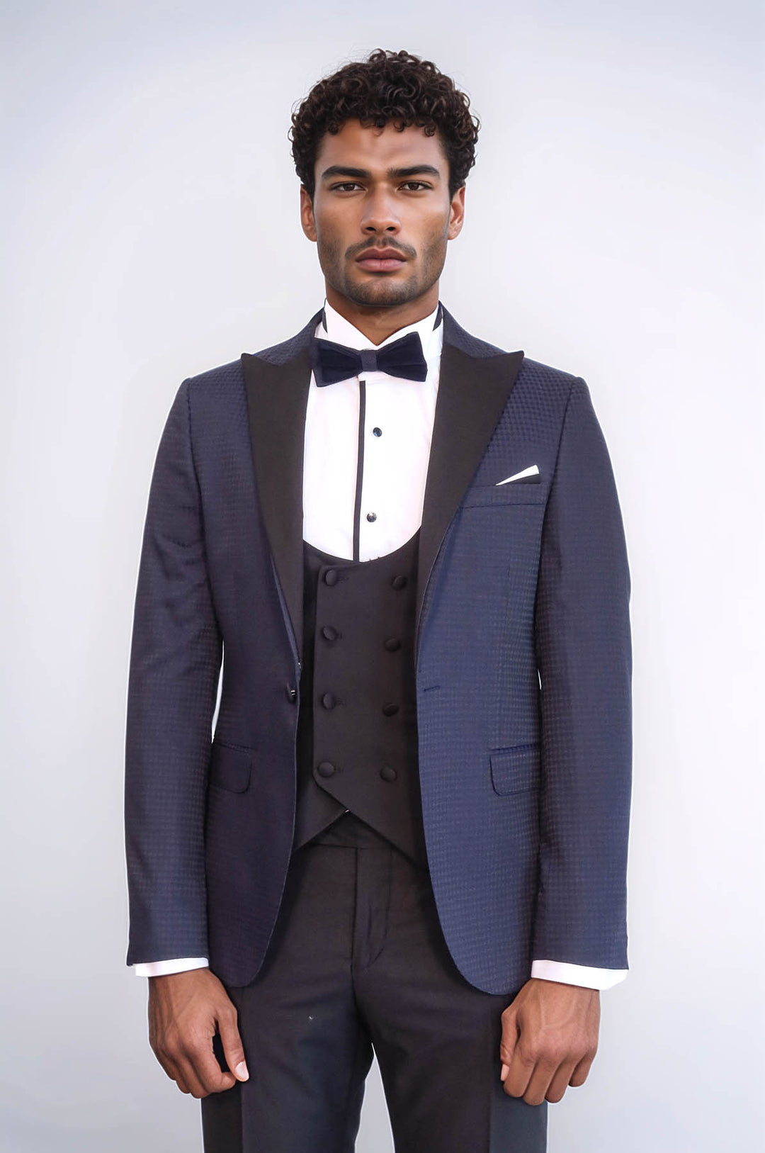 Patterned Jacket Combined Navy Blue Tuxedo | Wessi