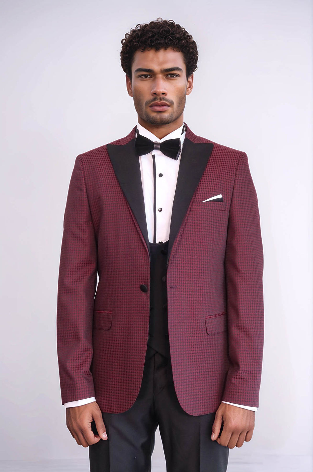 Plaid Patterned Burgundy Tuxedo | Wessi