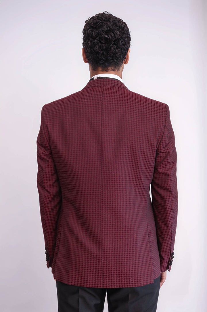 Plaid Patterned Burgundy Tuxedo | Wessi