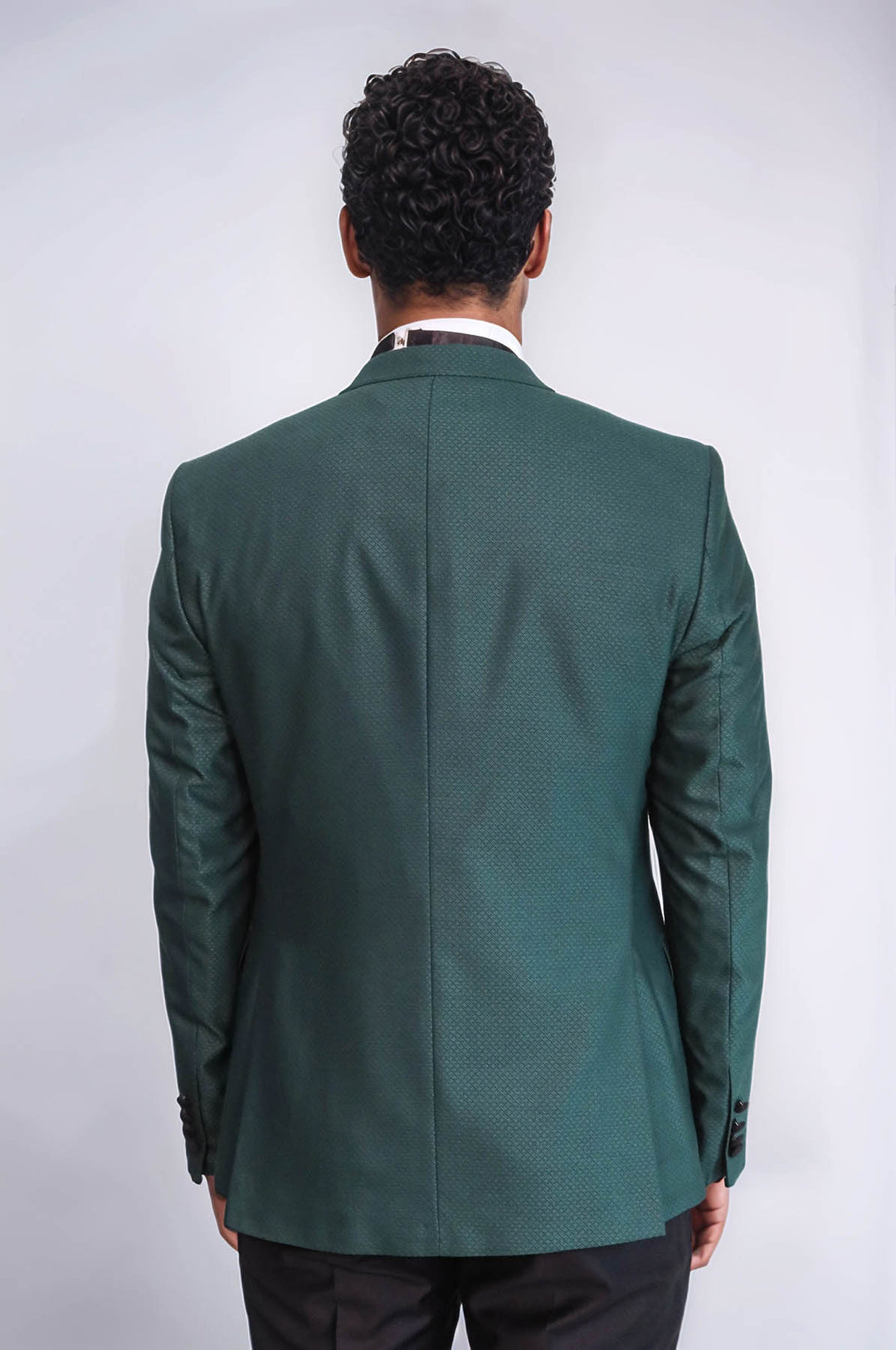 Double Breasted Patterned Green Men Tuxedo - Wessi