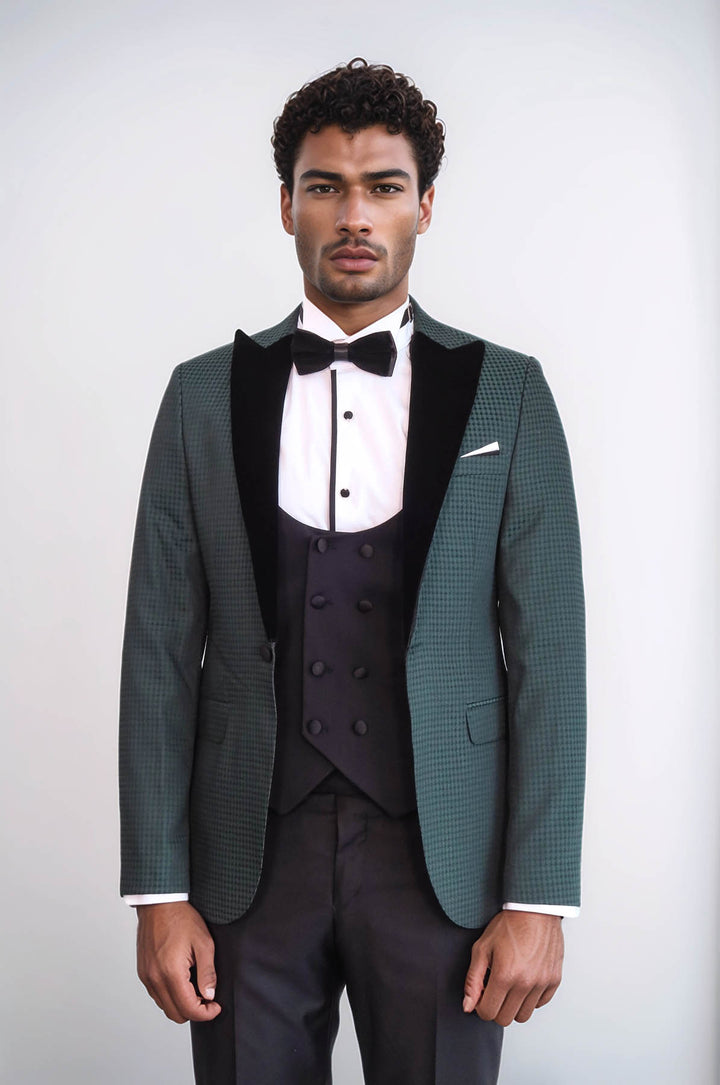 Plaid Patterned Green Tuxedo | Wessi