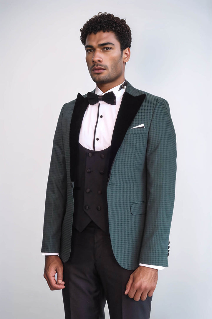 Plaid Patterned Green Tuxedo | Wessi