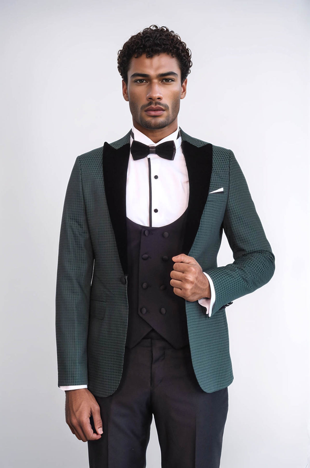 Plaid Patterned Green Tuxedo | Wessi