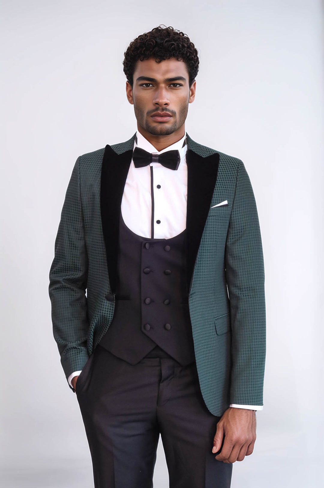 Plaid Patterned Green Tuxedo | Wessi