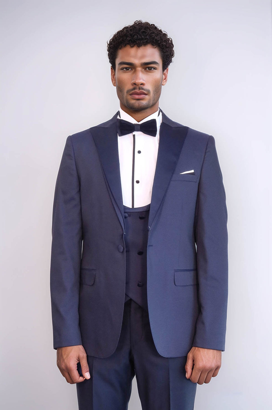 Detachable Lapel Navy Blue Men Tuxedo - Wessi