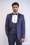 Detachable Lapel Navy Blue Men Tuxedo - Wessi